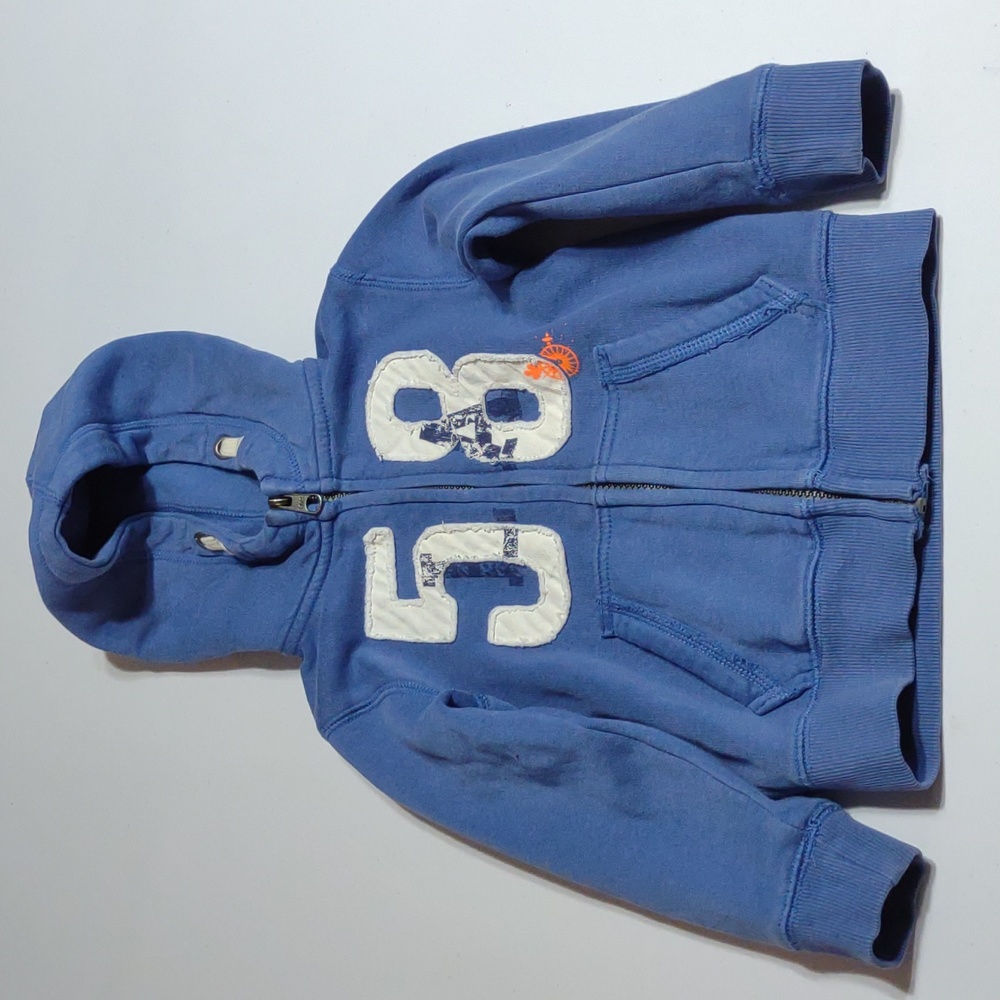 H & M L.O.G.G. full length zipper hoodie jacket long sleeve kids 2-4 yrs. blue